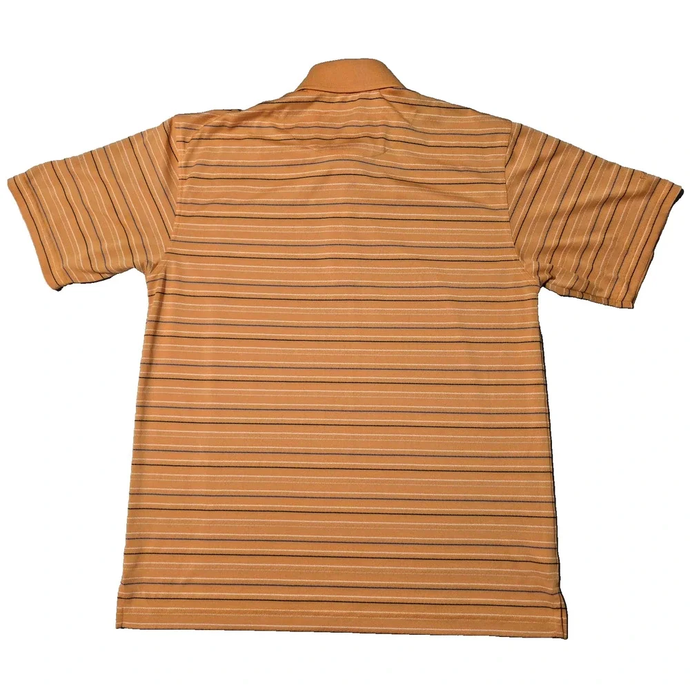 Ping Collection Golf Polo Shirt Men's Medium Orange Striped Dry Fiber Dynamics